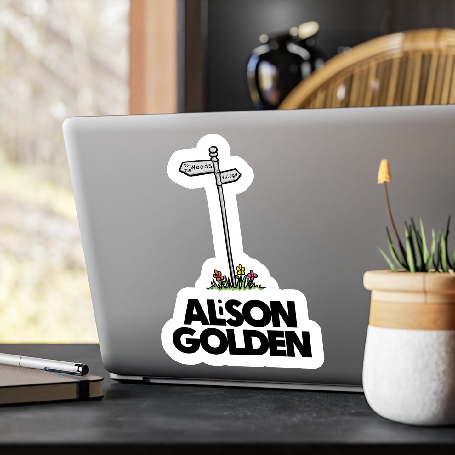 Alison Golden Village Signpost Sticker (Kiss-Cut Vinyl)