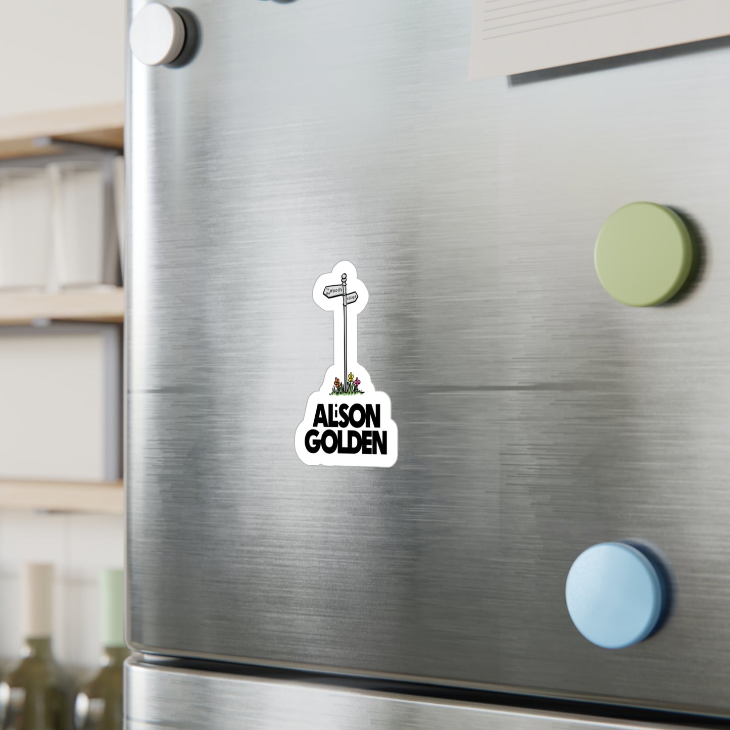 Alison Golden Village Signpost Sticker (Kiss-Cut Vinyl)