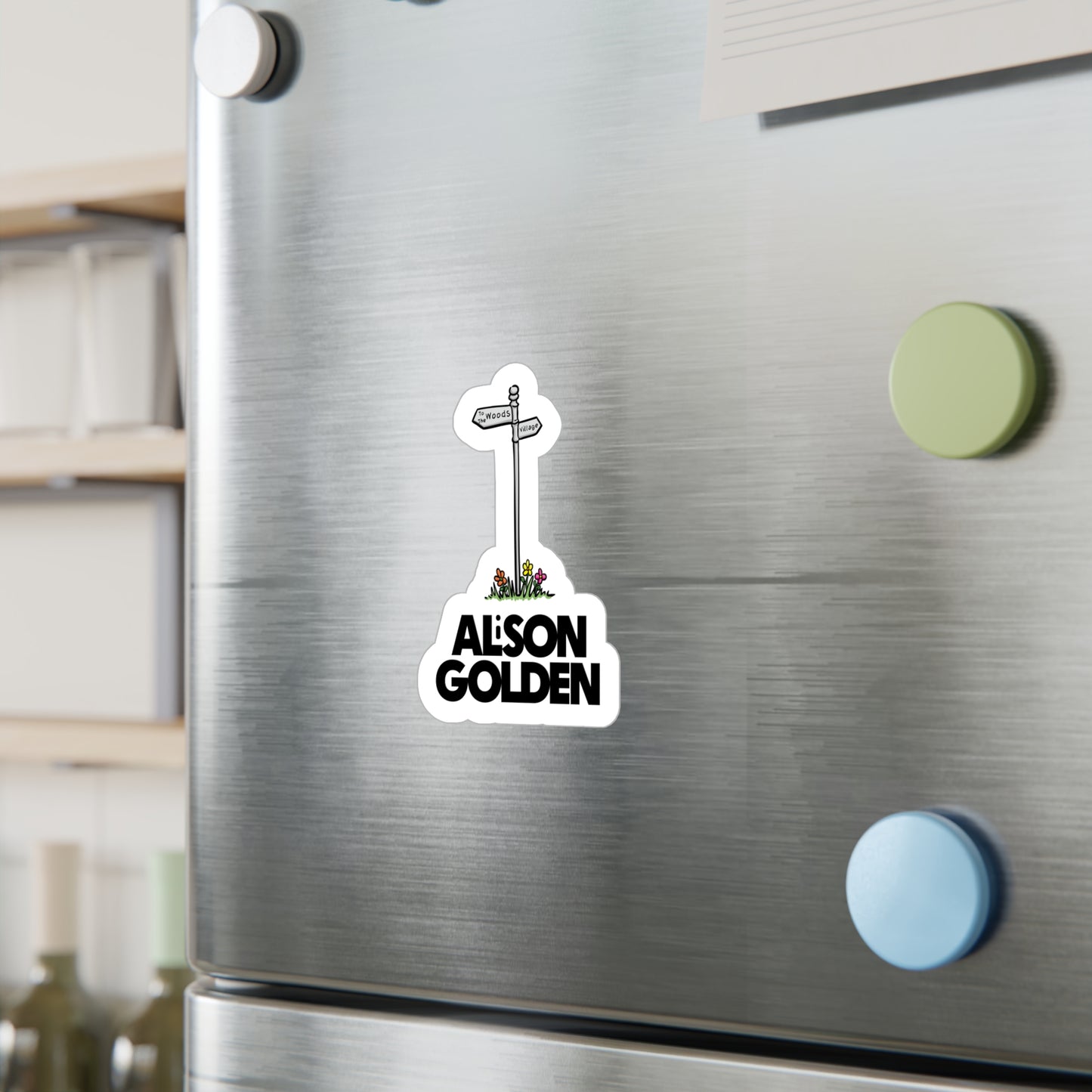 Alison Golden Village Signpost Sticker (Kiss-Cut Vinyl)