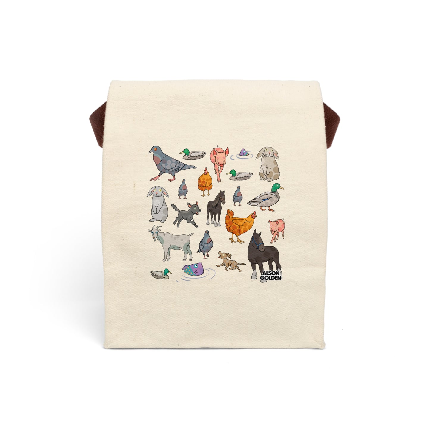 Reverend Annabelle Dixon Animals Print Canvas Lunch Bag