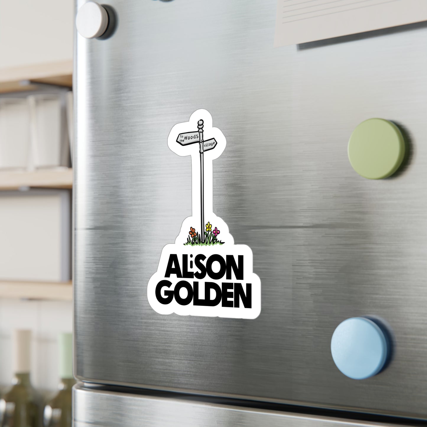 Alison Golden Village Signpost Sticker (Kiss-Cut Vinyl)