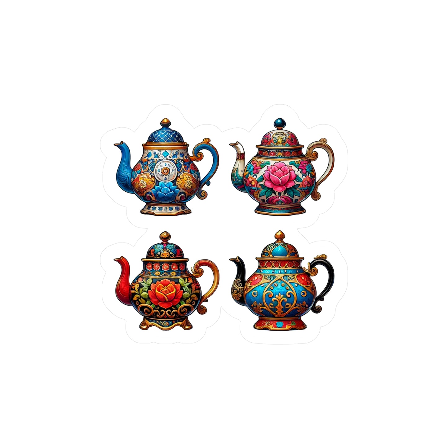 Inspector Graham Four Teapots Sticker (Kiss-Cut Vinyl)