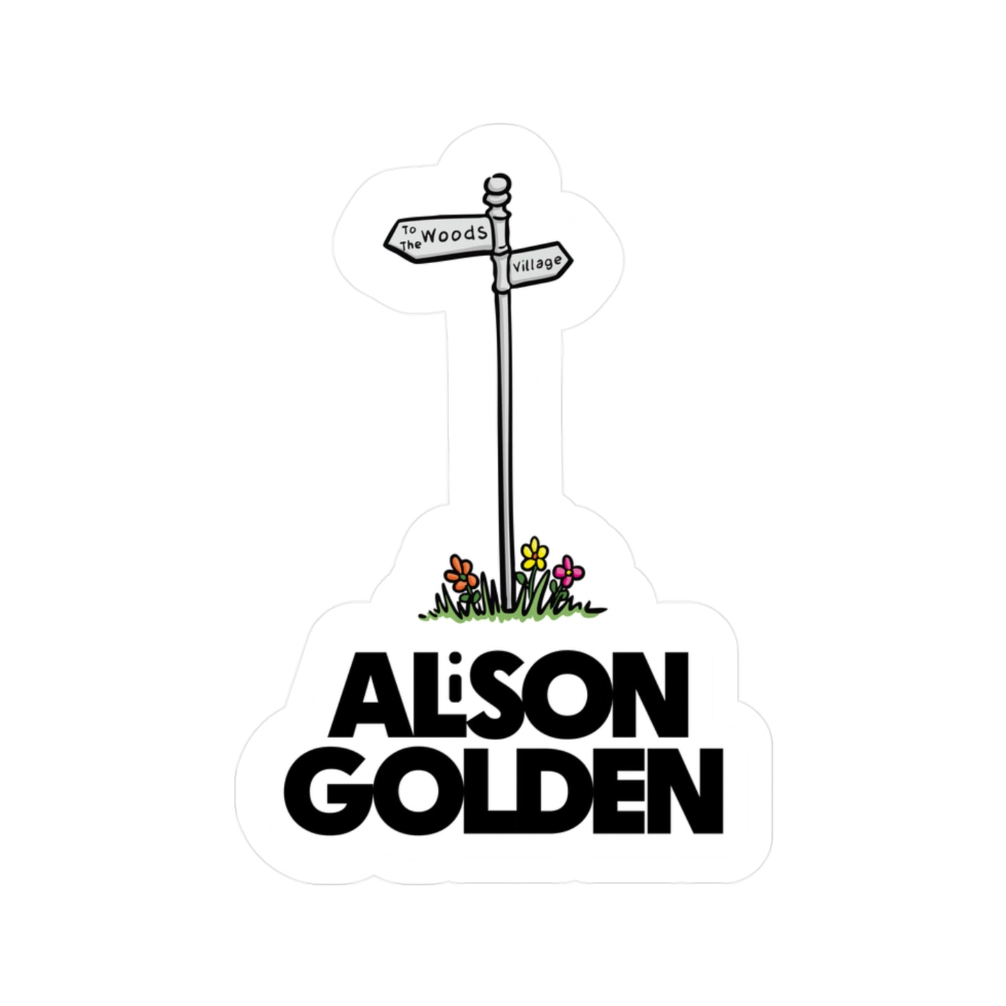 Alison Golden Village Signpost Sticker (Kiss-Cut Vinyl)