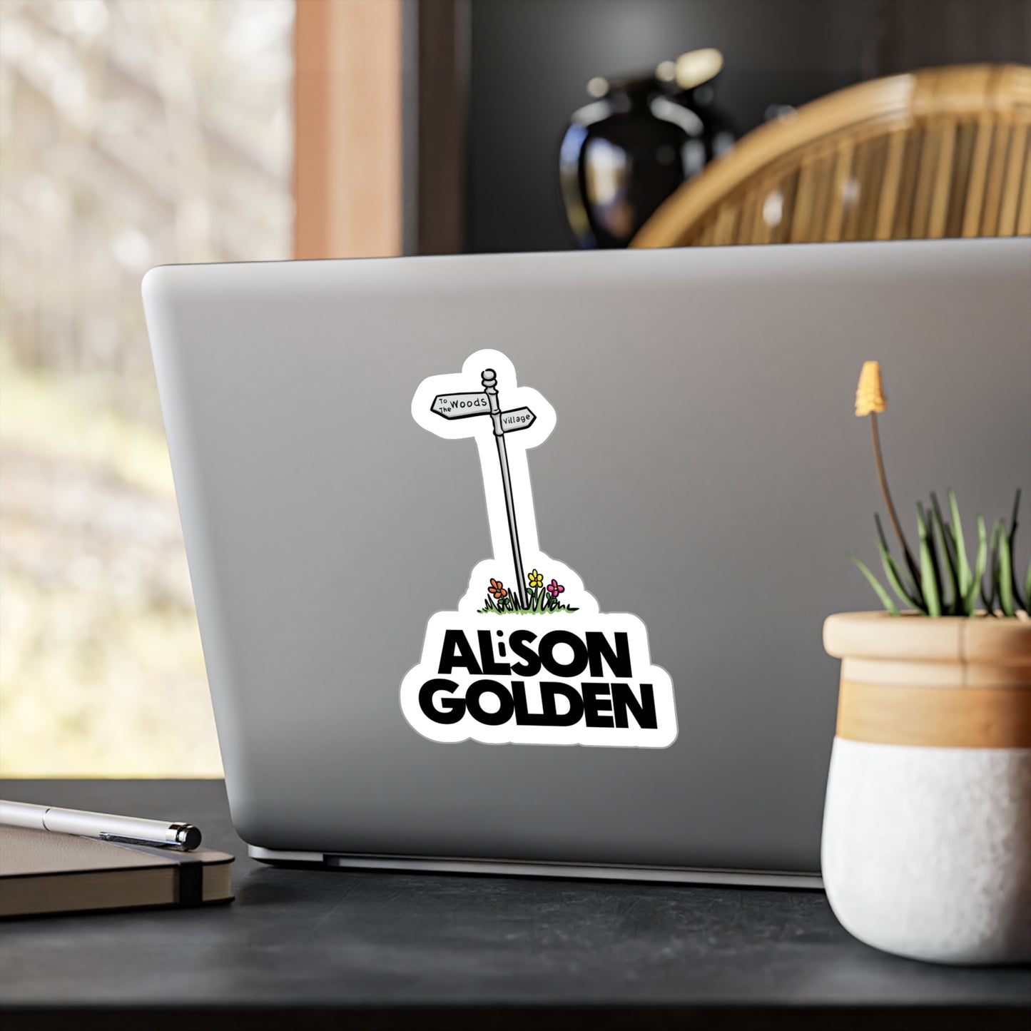 Alison Golden Village Signpost Sticker (Kiss-Cut Vinyl)